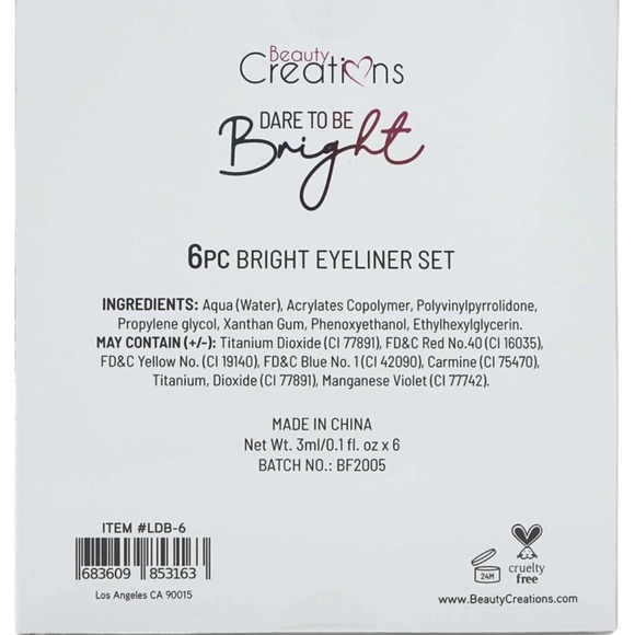 BEAUTY CREATIONS DARE TO BE BRIGHT 6 PIECE EYELINER SET - Picture 7 of 7